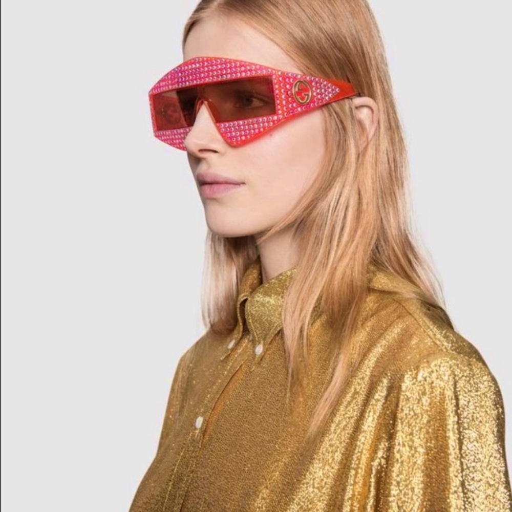 Gucci GG 0357 Orange Sunglasses with Crystals *see description*